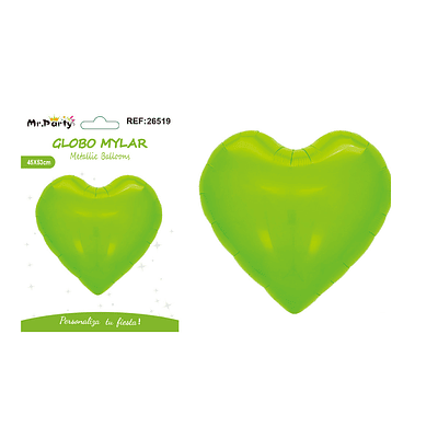 Globo metálico corazón macaron verde 45*53cm