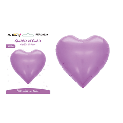Globo metálico corazón macaron lila 45*53cm