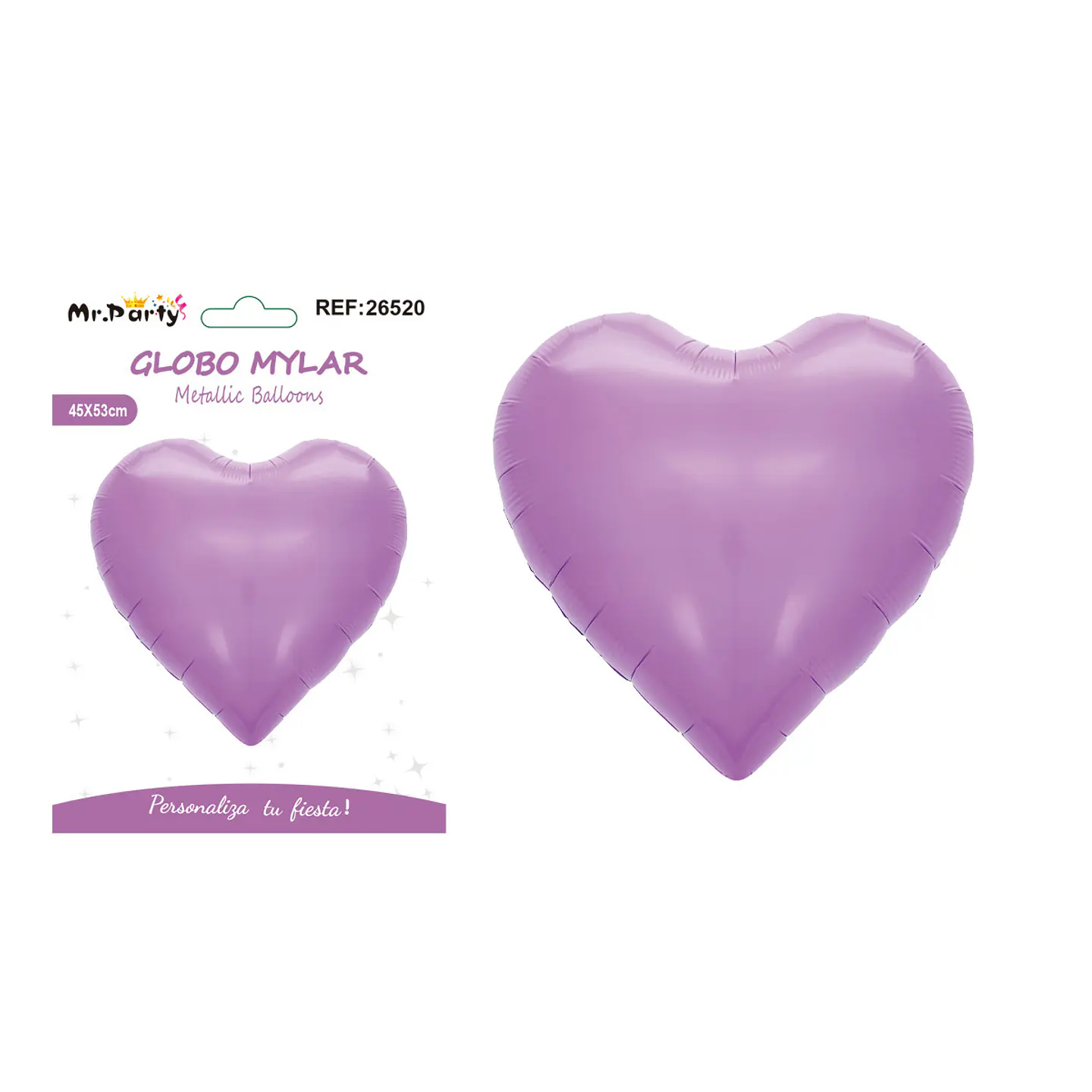 Globo metálico corazón macaron lila 45*53cm 1