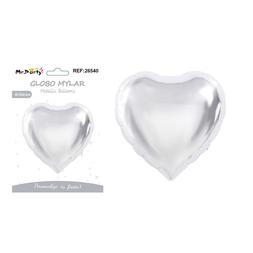 Globo metálico corazón plateado 49.5*44.5cm