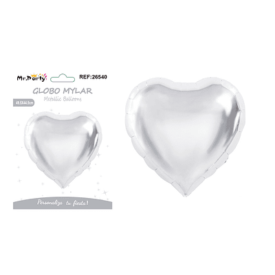 Globo metálico corazón plateado 49.5*44.5cm
