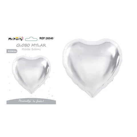 Globo metálico corazón plateado 49.5*44.5cm