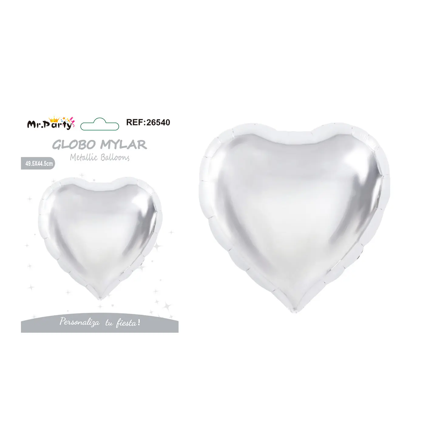 Globo metálico corazón plateado 49.5*44.5cm 1