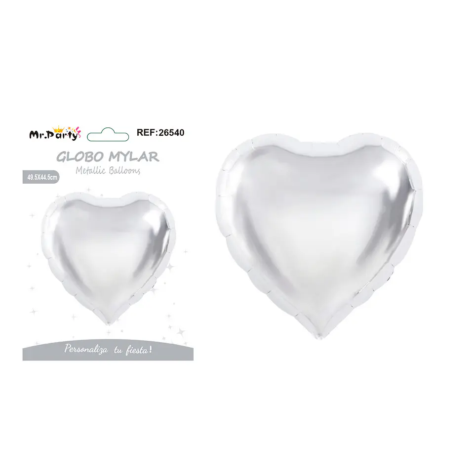 Globo metálico corazón plateado 49.5*44.5cm 1