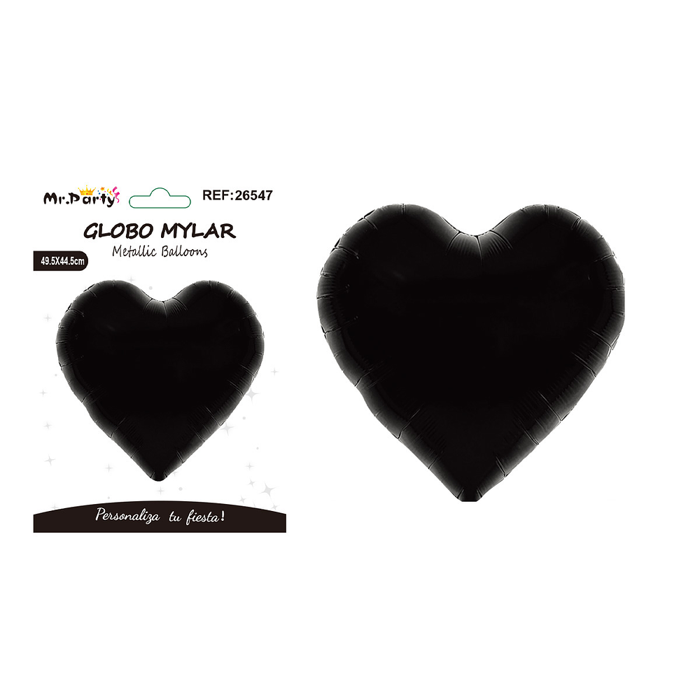 Globo metálico corazón negro 49.5*44.5cm