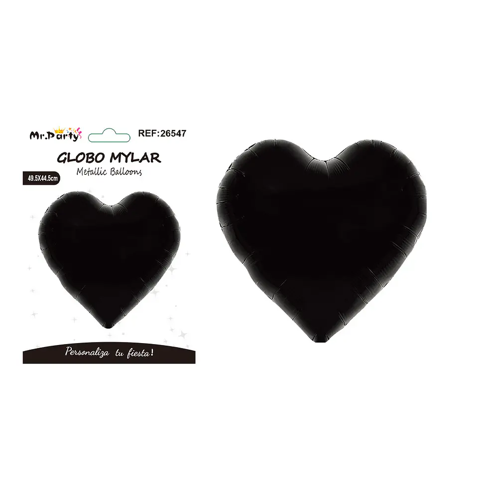 Globo metálico corazón negro 49.5*44.5cm 1