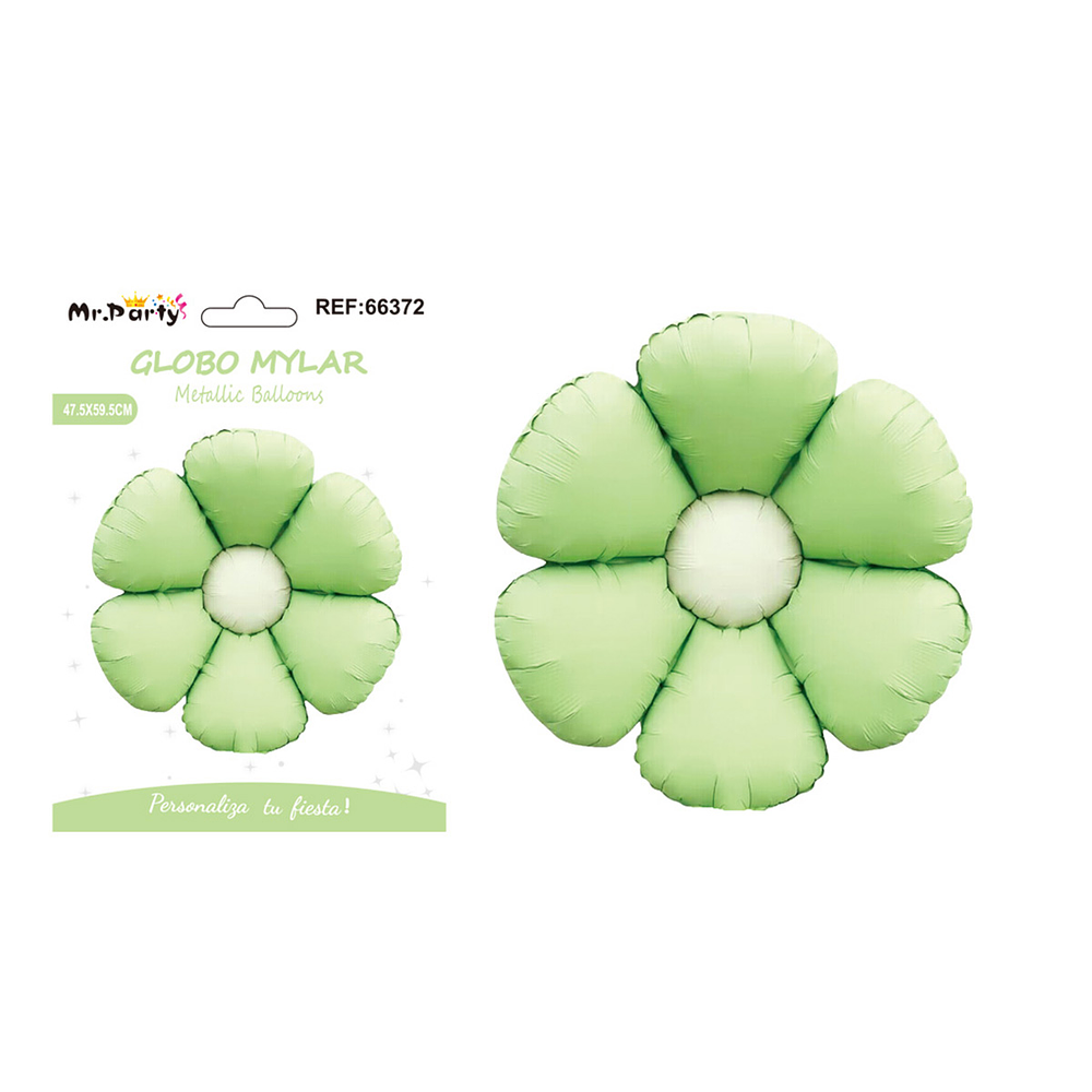 Globo metálico margarita mate pétalos verde claro 47.5*59.5cm