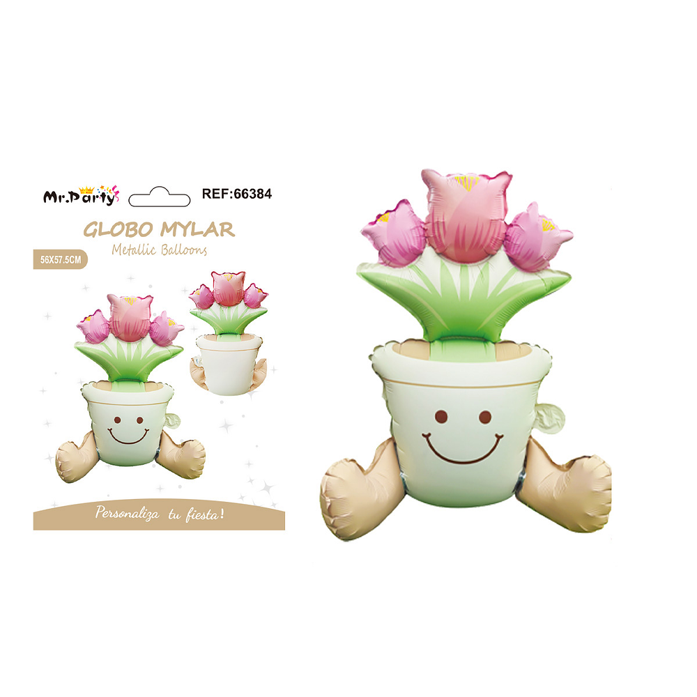 Globo metálico maceta de tulipanes 56*57.5cm