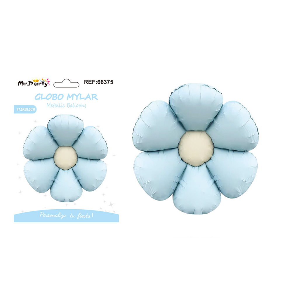 Globo metálico margarita mate pétalos azul claro 47.5*59.5cm