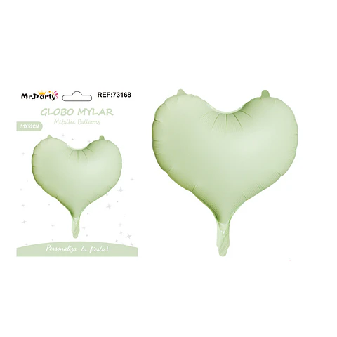 Globo metálico corazón verde 51*52cm