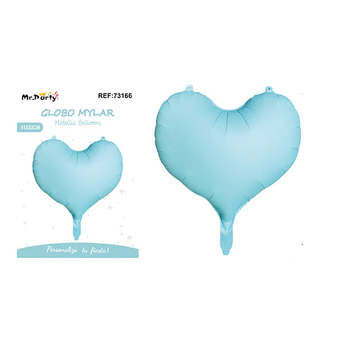 Globo metálico corazón azul 51*52cm