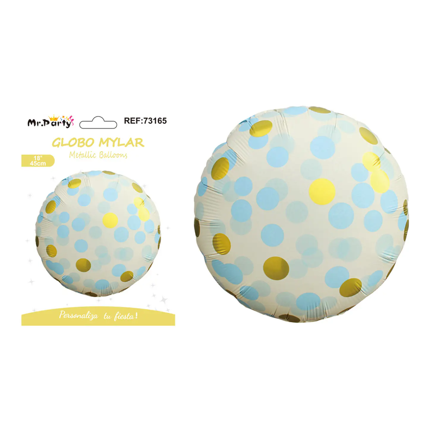 Globo metálico mate lunares azul claro 45*45cm 1