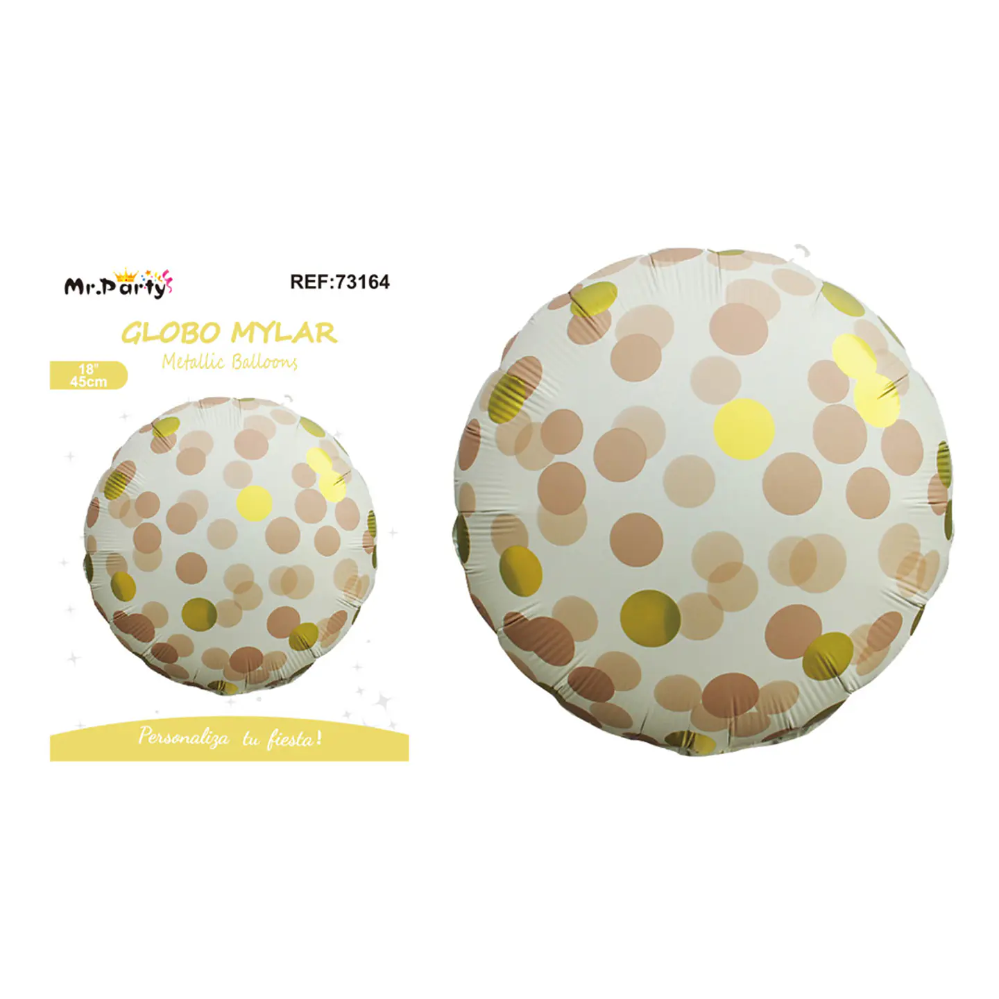 Globo metálico mate lunares rosa naranja 45*45cm 1