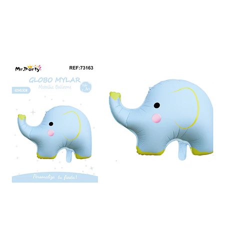 Globo metálico mate elefante azul claro 62*49.5cm