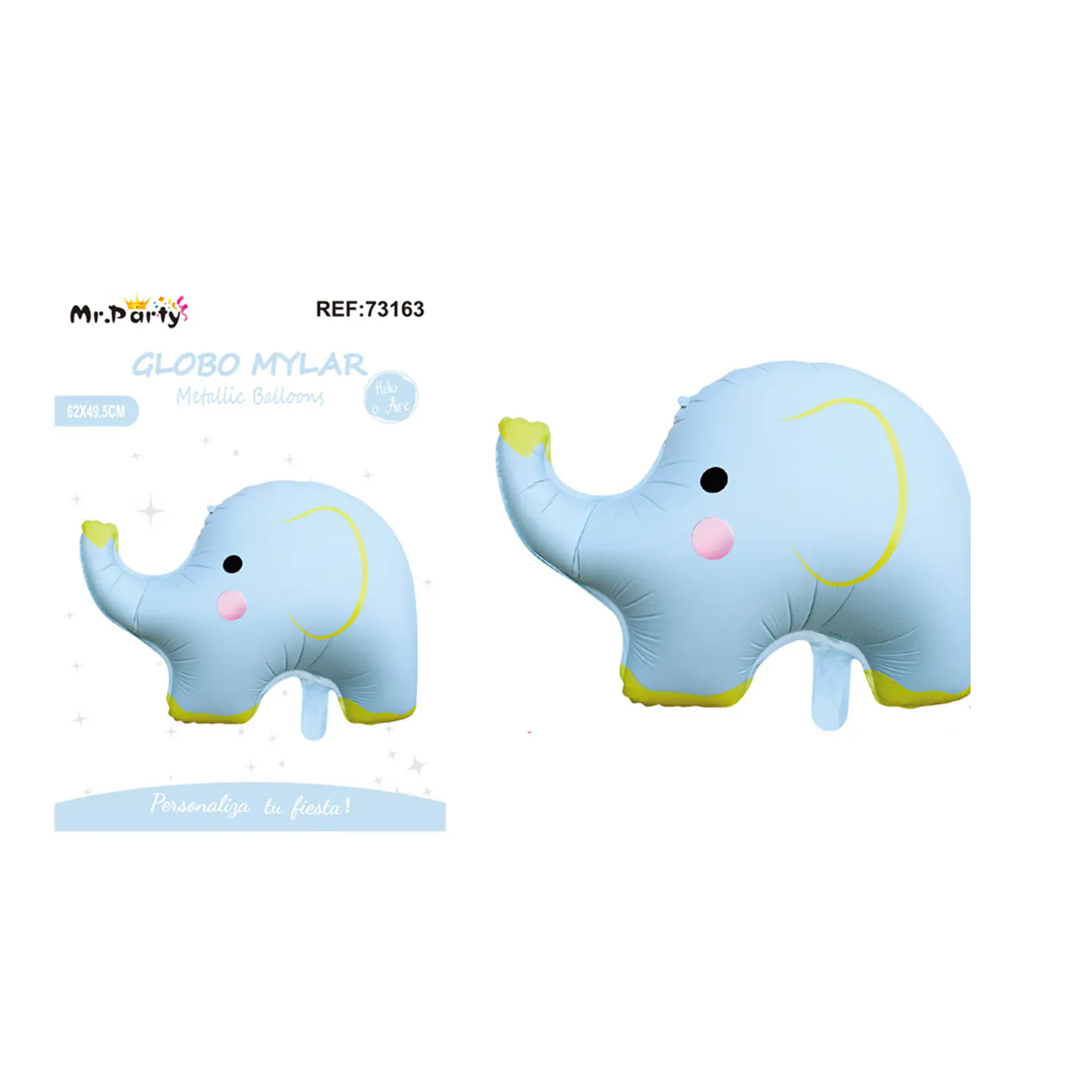Globo metálico mate elefante azul claro 62*49.5cm 1