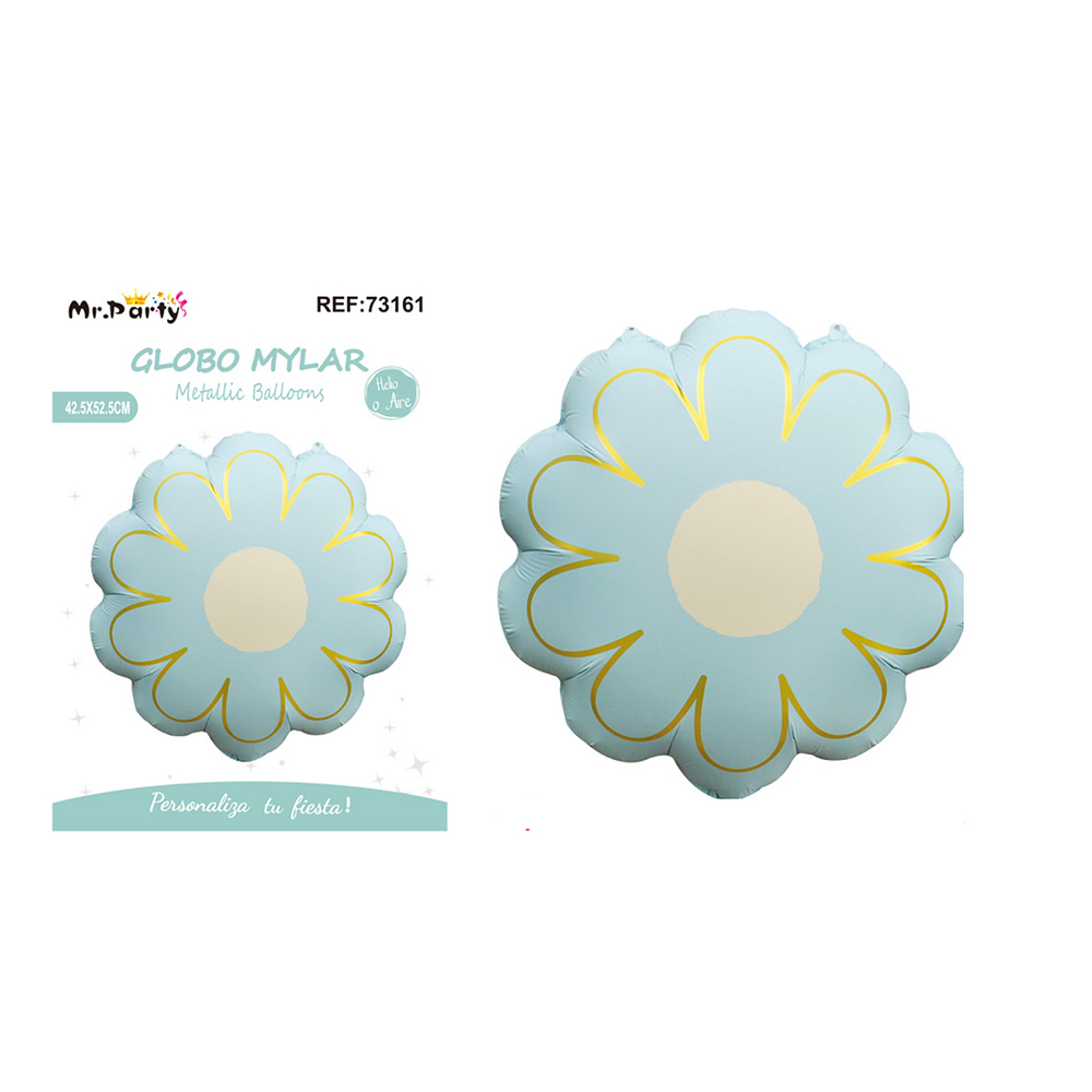 Globo metálico mate margarita azul claro 42.5*52.5cm