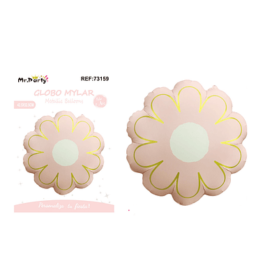 Globo metálico mate margarita naranja rosa 42.5*52.5cm