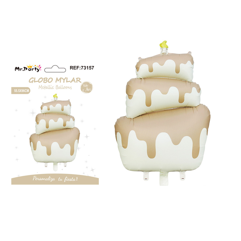 Globo metálico mate pastel de tres capas marrón claro y crema 55.5*96cm