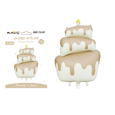 Globo metálico mate pastel de tres capas marrón claro y crema 55.5*96cm