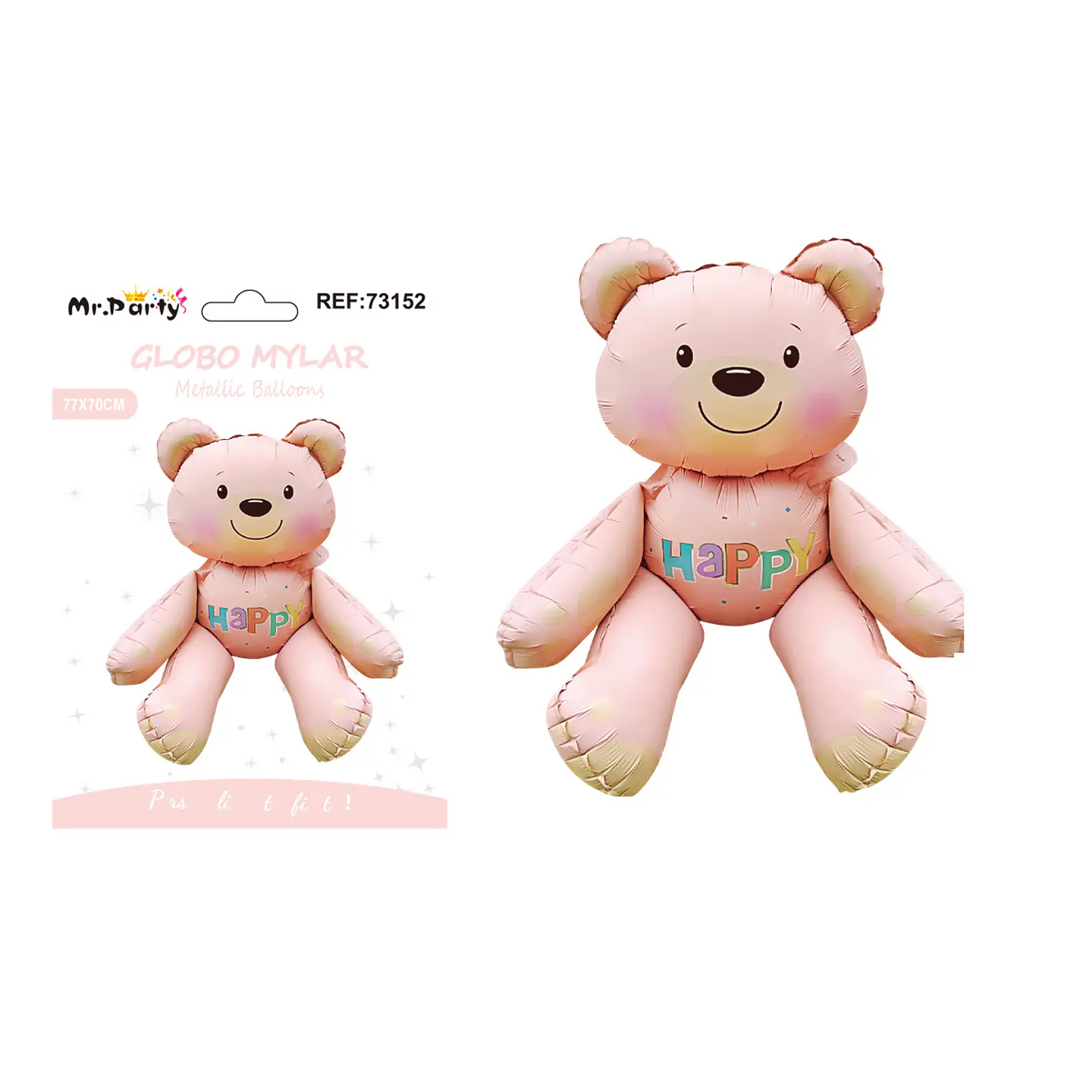 Globo metálico oso 3D mate rosa naranja 77*70cm 1