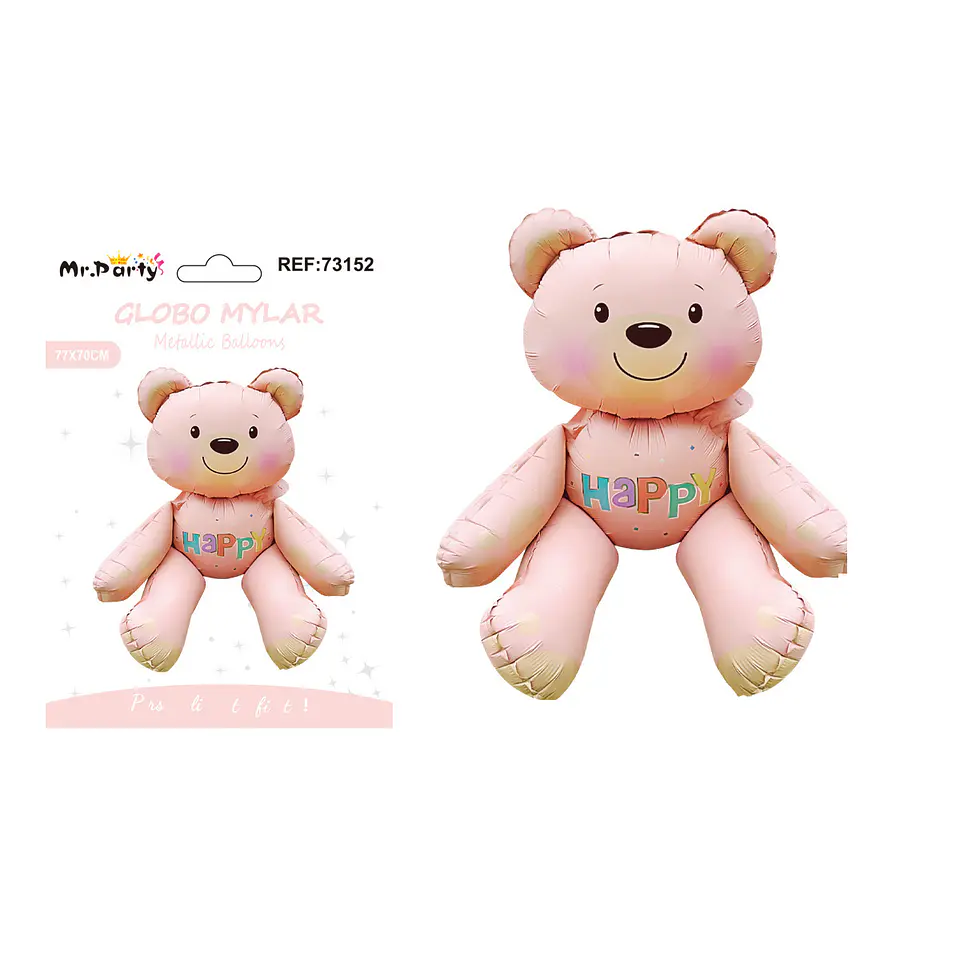 Globo metálico oso 3D mate rosa naranja 77*70cm 1