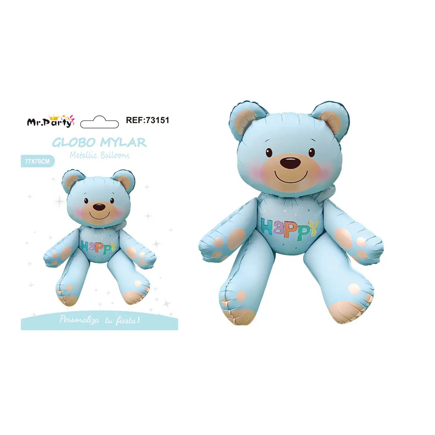 Globo metálico oso 3D mate azul claro 77*70cm 1