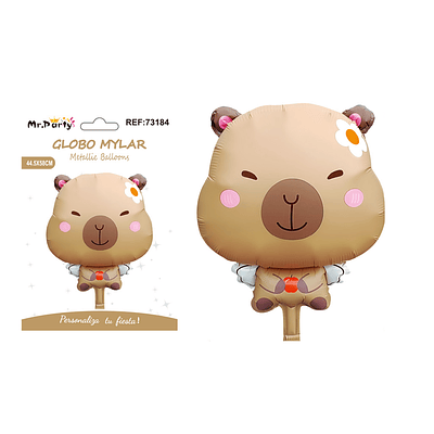 Globo metálico mate capibara flor marrón claro 44.5*58cm