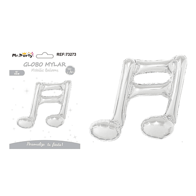 Globo metálico nota musical plateada 45cm