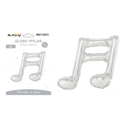 Globo metálico nota musical plateada 45cm