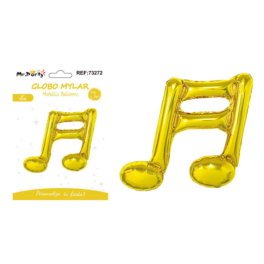 Globo metálico nota musical dorada 45cm