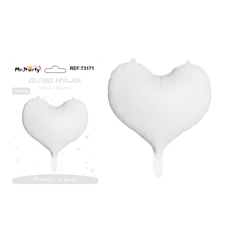 Globo metálico corazón blanco 51*52cm
