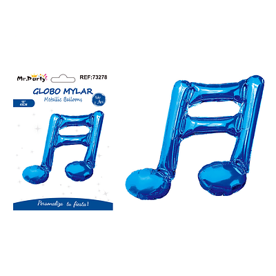 Globo metálico nota musical azul 45cm