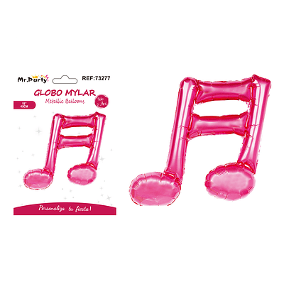 Globo metálico nota musical fucsia 45cm