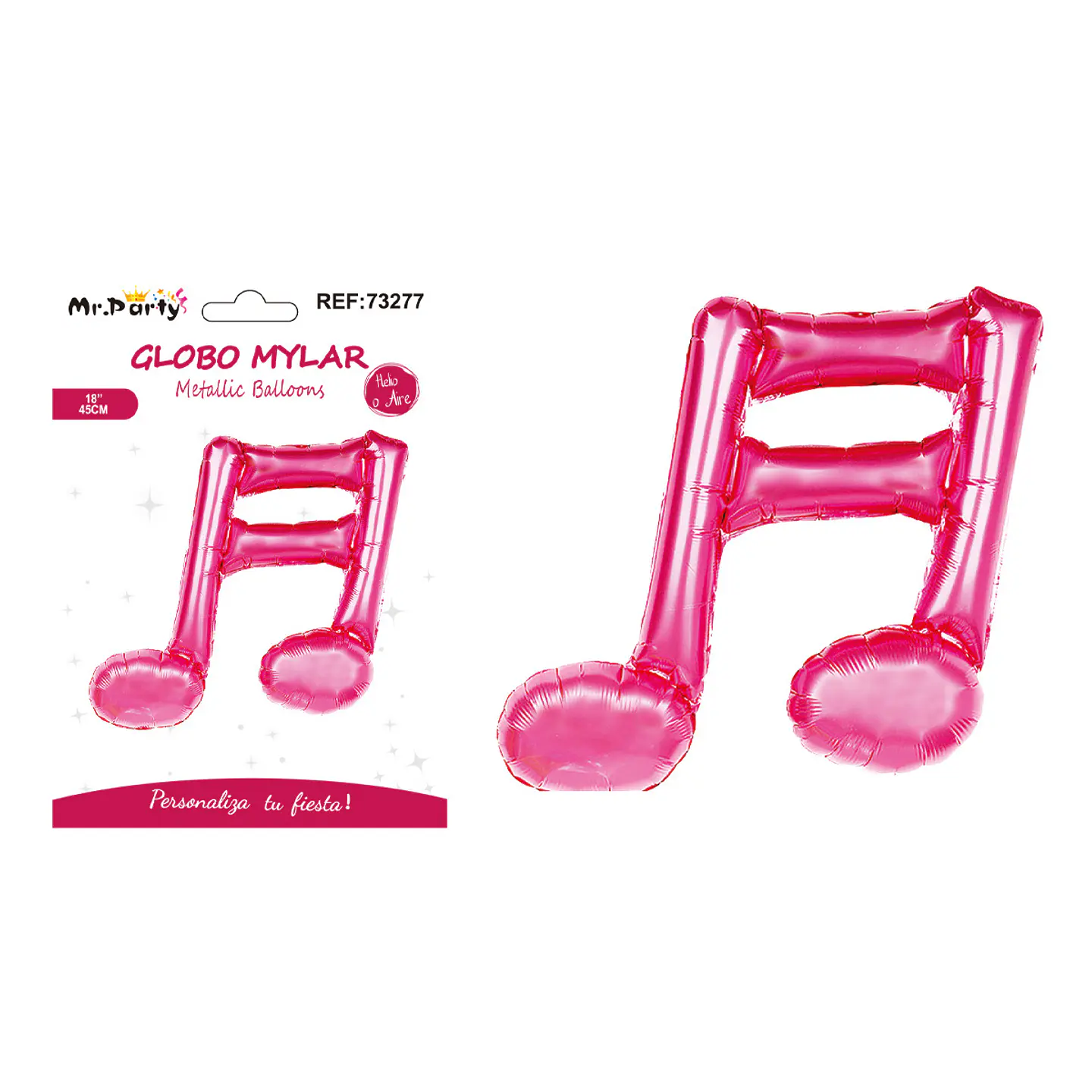 Globo metálico nota musical fucsia 45cm 1