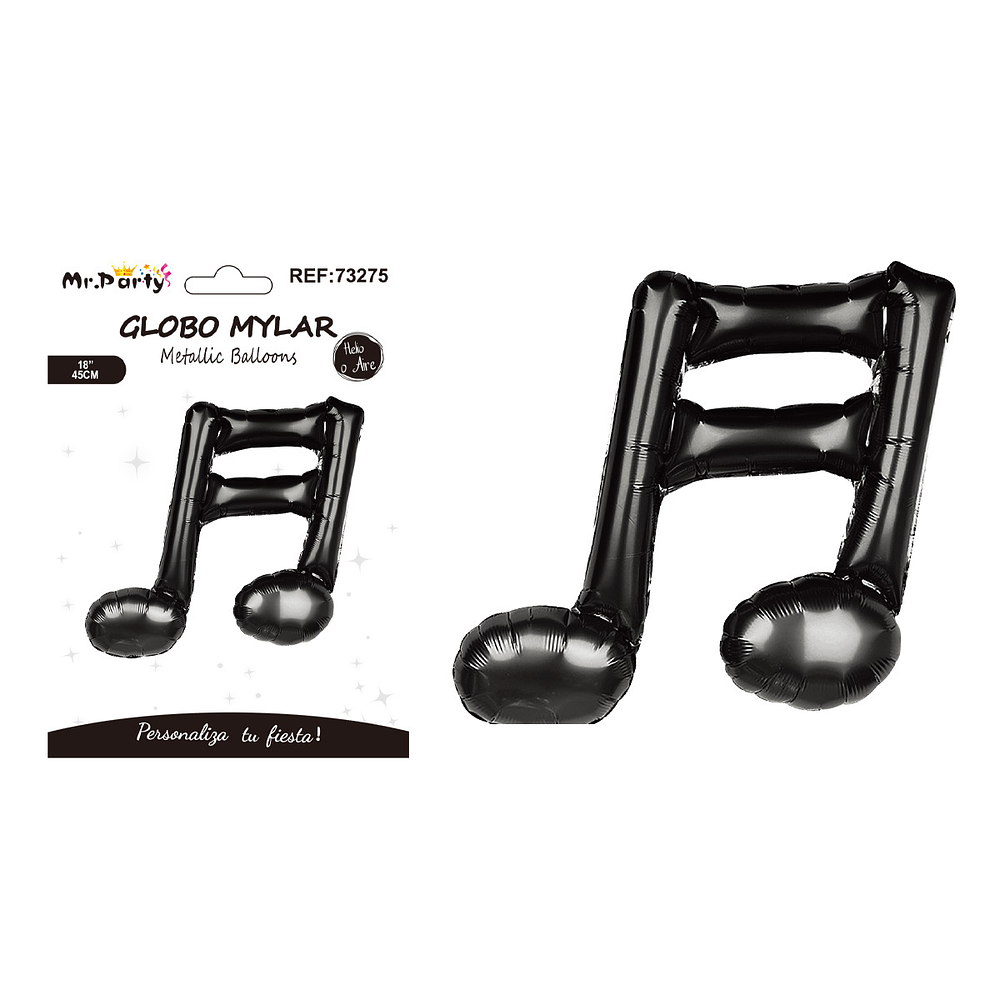 Globo metálico nota musical negra 45cm