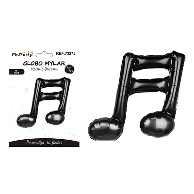 Globo metálico nota musical negra 45cm