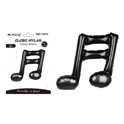 Globo metálico nota musical negra 45cm