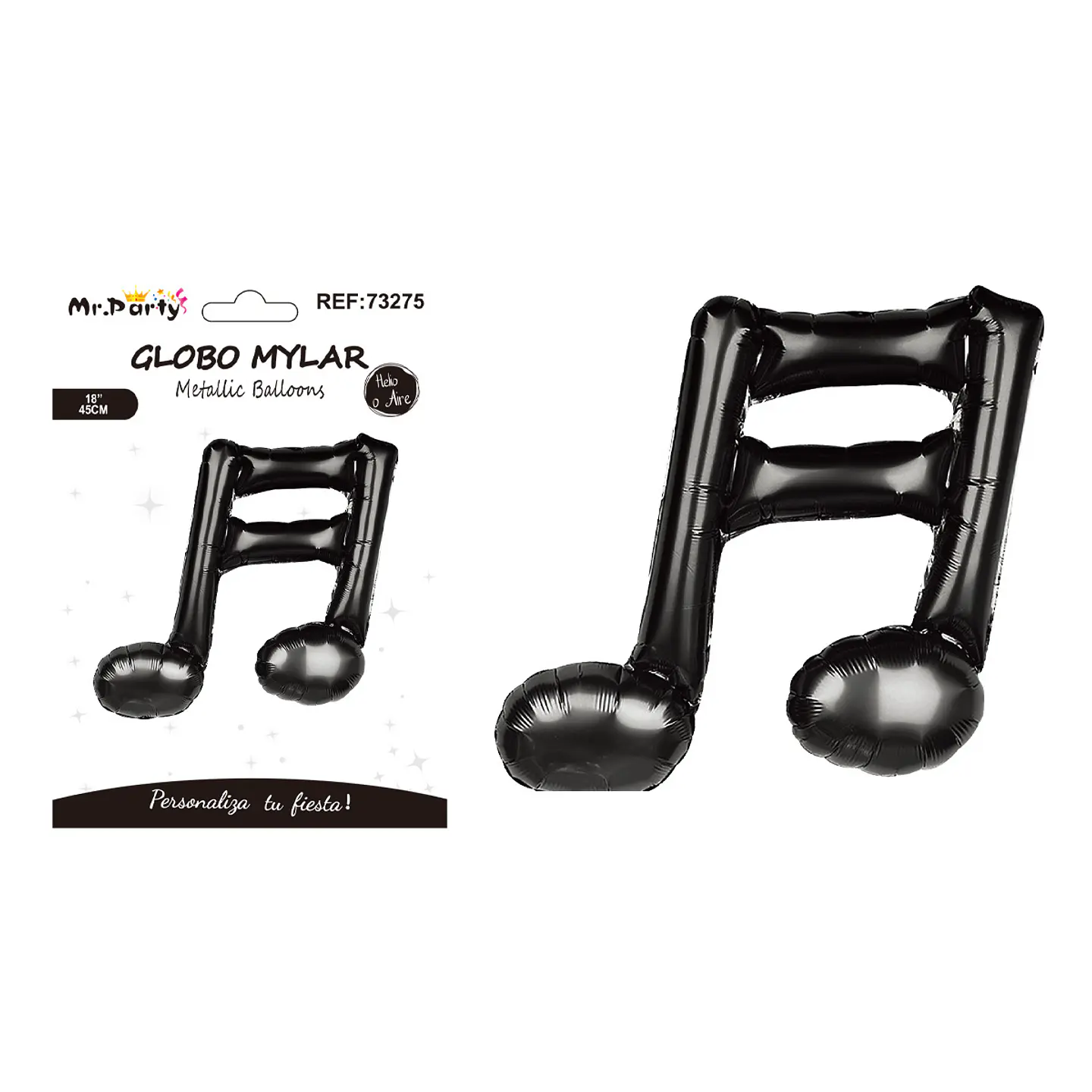 Globo metálico nota musical negra 45cm 1