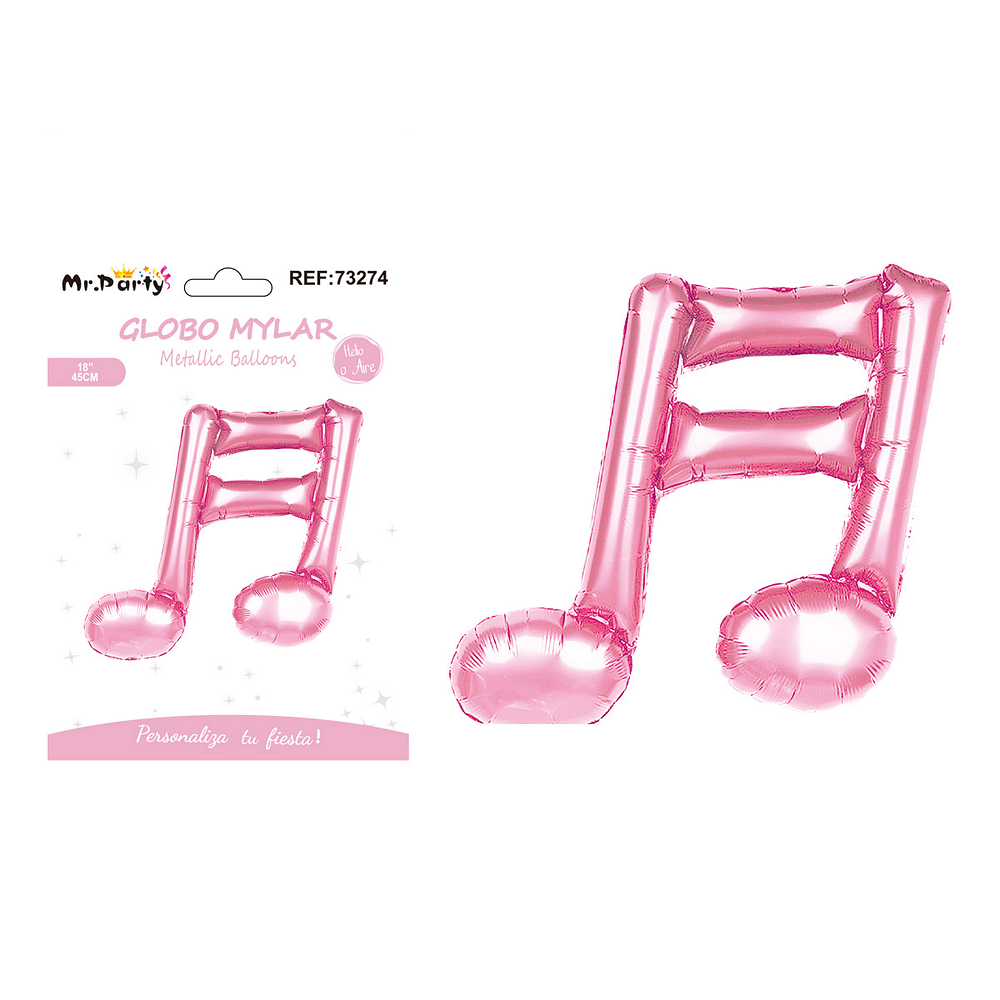 Globo metálico nota musical rosa 45cm