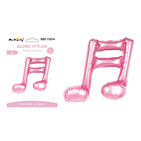 Globo metálico nota musical rosa 45cm