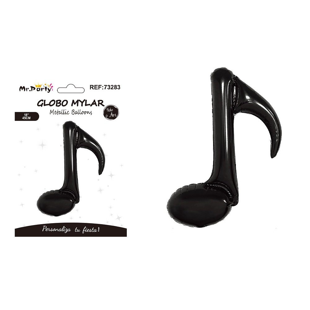 Globo metálico nota musical simple negra 45cm