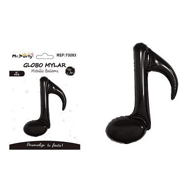 Globo metálico nota musical simple negra 45cm