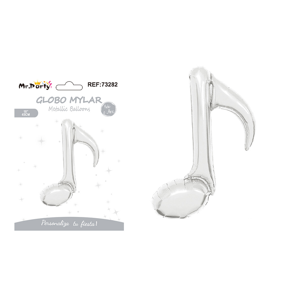 Globo metálico nota musical simple plateada 45cm