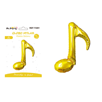 Globo metálico nota musical simple dorada 45cm