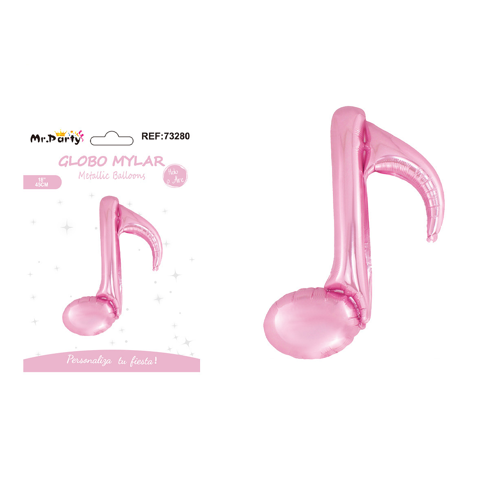Globo metálico nota musical simple rosa 45cm