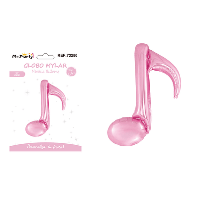 Globo metálico nota musical simple rosa 45cm