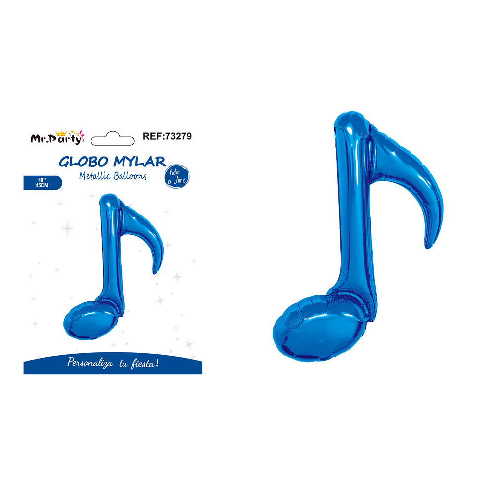 Globo metálico nota musical simple azul 45cm