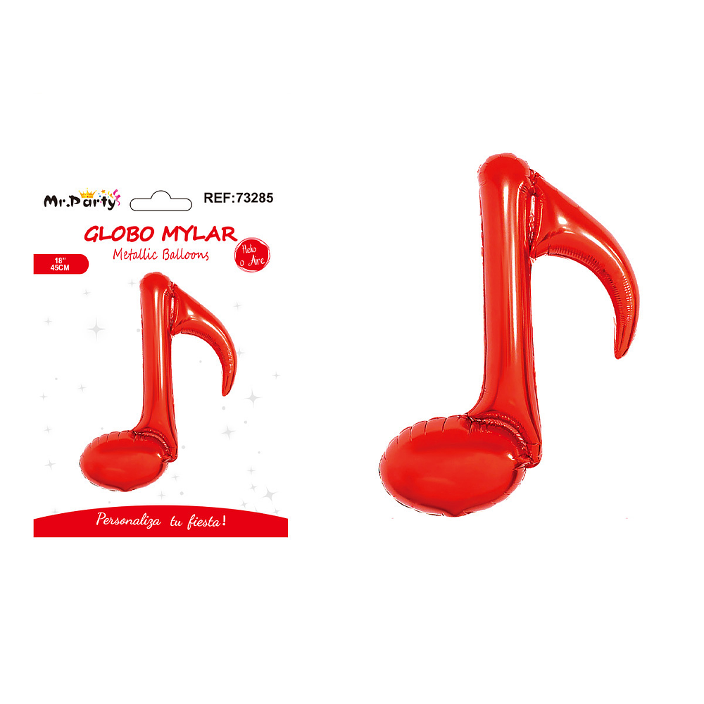 Globo metálico nota musical simple roja 45cm