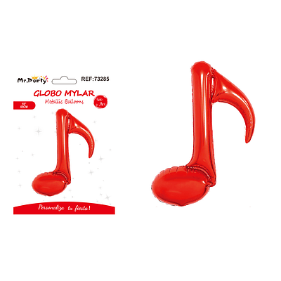 Globo metálico nota musical simple roja 45cm