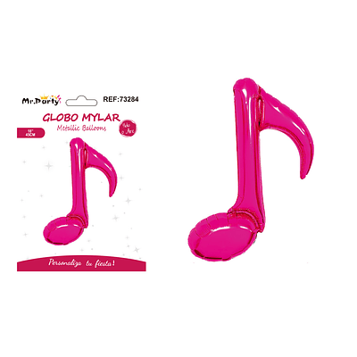 Globo metálico nota musical simple fucsia 45cm